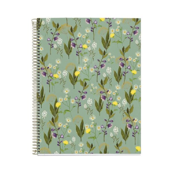 Miquel Rius Green Floral 4 Subject Lined Notebook
